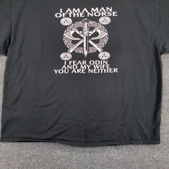 Gildan Heavy Cotton Men's I Am A Man Of The Norse Graphic T-Shirt Black 3XL - Picture 5 of 14